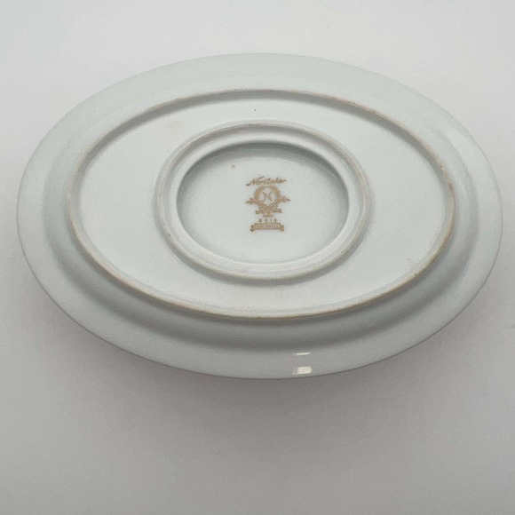 Noritake Goldhill 6613 Gravy Boat w Underplate Red Gold Trim Japan EUC